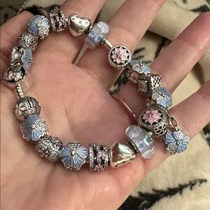 Elegant Silver and Blue Sterling Charm Bracelet